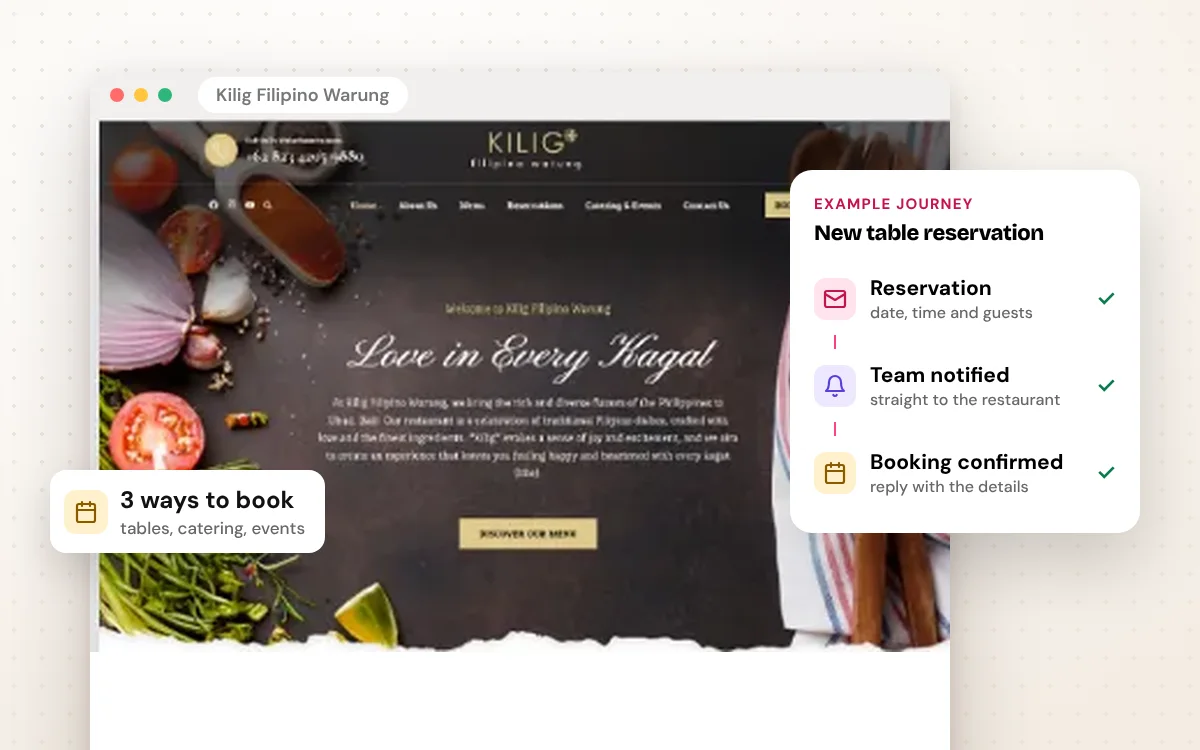 Kilig Bali website screenshots