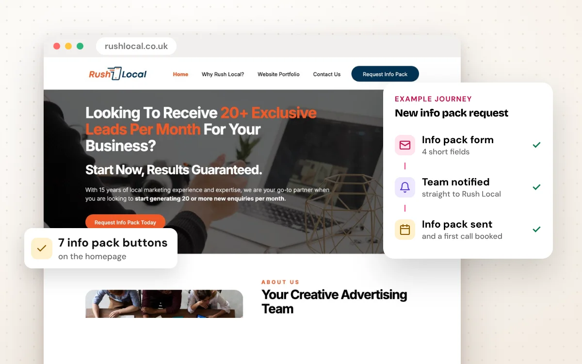 Rush Local website screenshots